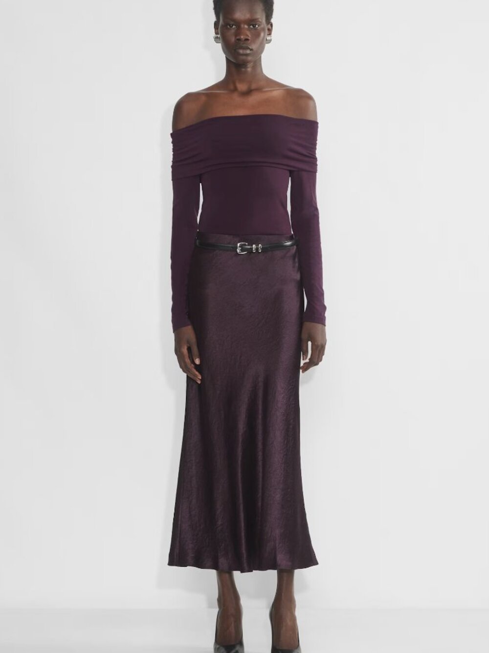 Aritzia Babaton Dark Royal Purple Satin Slip Maxi Skirt Size 8 NWOT
